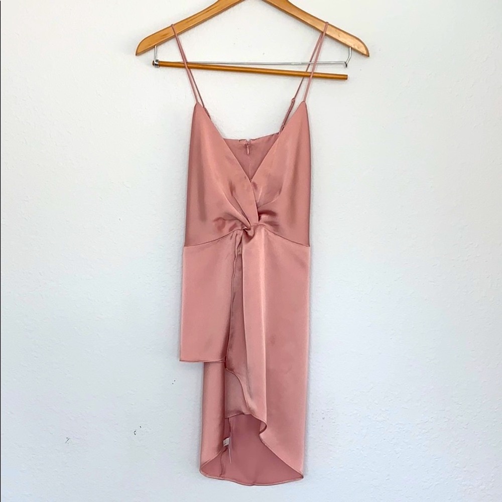 EXPRESS Pink Satin Twist Front Asymmetrical Cami